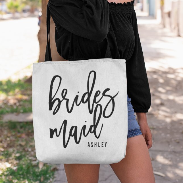 Chic Script Personalized Bridesmaid Tote Bag (Creator Uploaded)