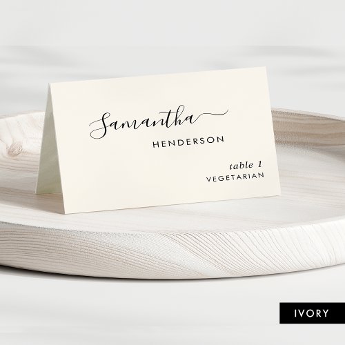 Chic Script Personalized Wedding Ivory Place Cards