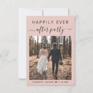 Chic Script Photo Blush Pink Wedding Reception Invitation