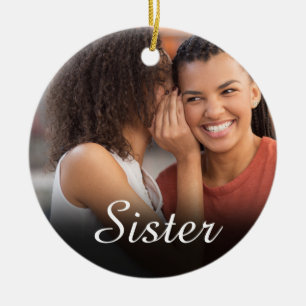 Chic Script Photo Girly Pink Sister Definition Ceramic Ornament