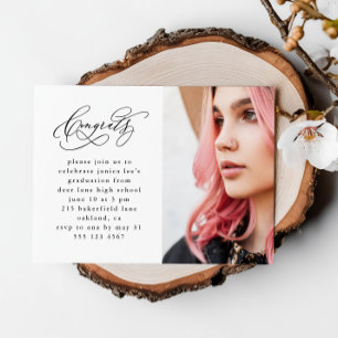Chic Script Photo Graduation Magnetic Invitation