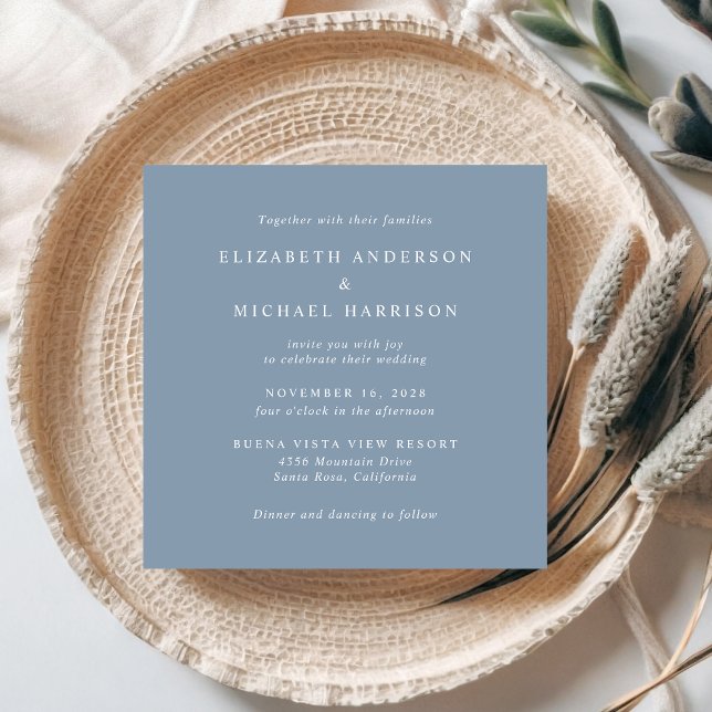 Chic Script Photo Overlay Dusty Blue Wedding Invitation (An elegant Happily Ever After Wedding Invitation to set the tone for an unforgettable event)