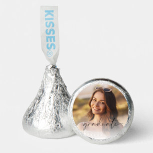 Chic Script Photo Overlay Graduation Party Hershey®'s Kisses®