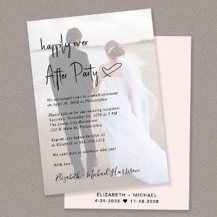 Chic Script Photo Overlay Pink Wedding Reception Invitation
