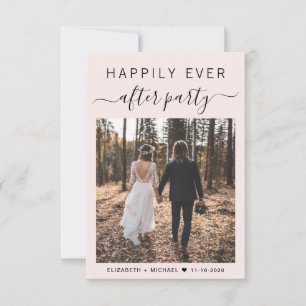 Chic Script Photo Pink Wedding Reception Invitation