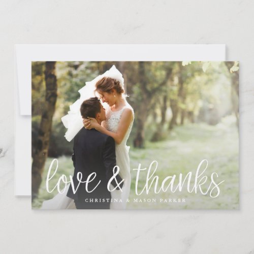Chic Script Photo Thank You Card w Back Message