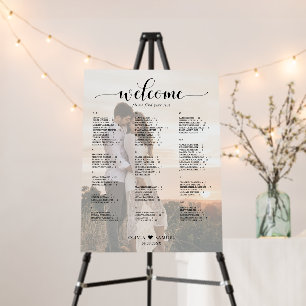 Chic Script Photo Wedding Alphabetic Seating Chart Foam Board