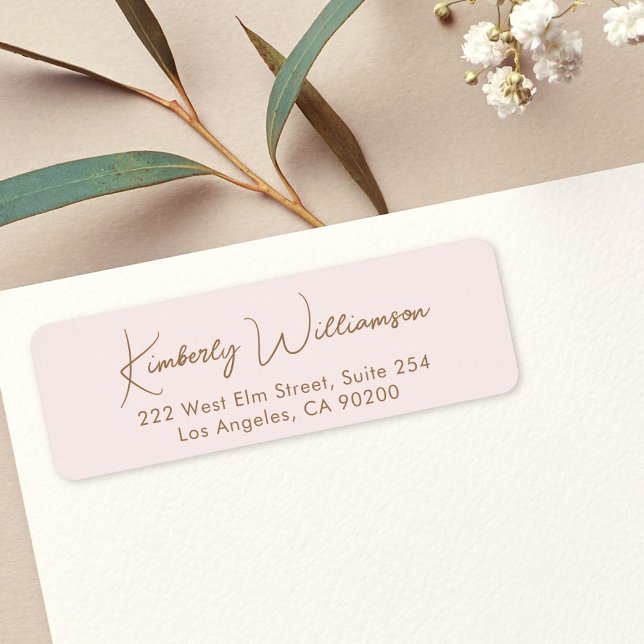 Chic Script Pink Gold Return Address Label (Creator Uploaded)