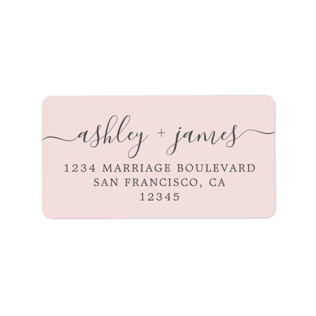 Chic Script Pink Wedding Return Address Label (Front)