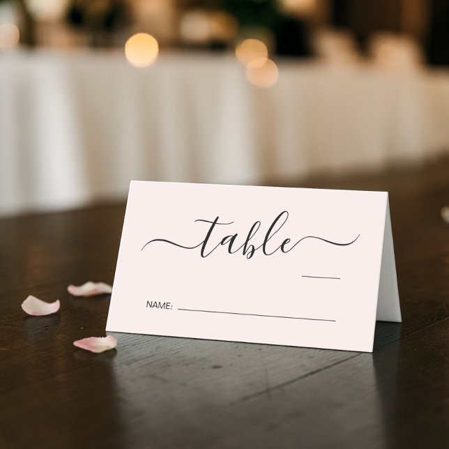 Chic Script Pink Wedding Table Number Place Card (Chic Script Pink Wedding Table Number Place Card)