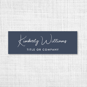 Chic Script Professional Blue Name Tag