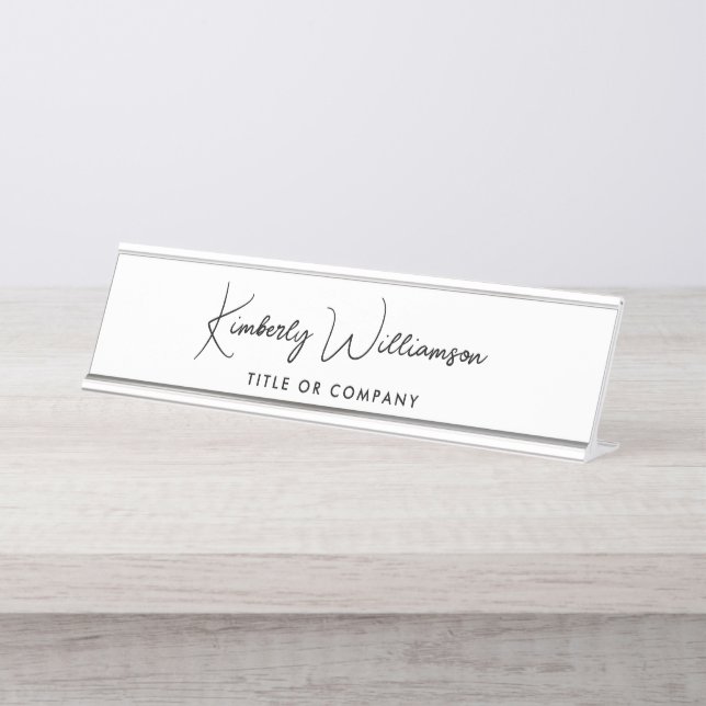 Chic Script Professional Desk Name Plate (Front)