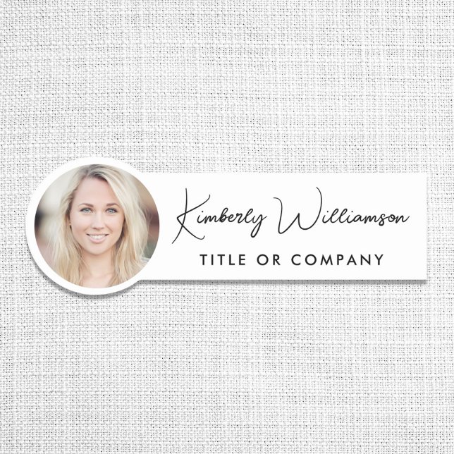 Chic Script Professional Photo Name Tag (Chic Script Professional Photo Name Tag)