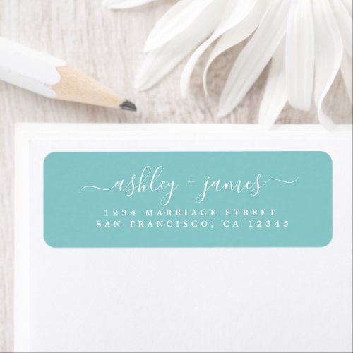 Chic Script Purist Blue Wedding Return Address Label