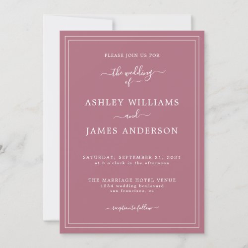 Chic Script Purple Cassis Wedding invitation