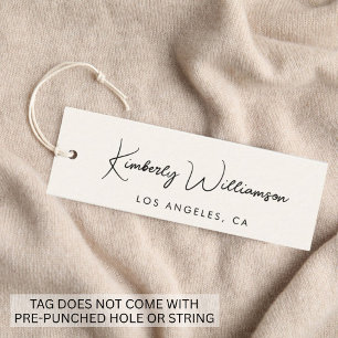 Chic Script QR Code Cream Clothing Hang Tag