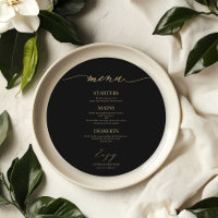 Chic Script Round Wedding Menu Card For Plate