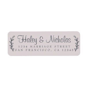 Chic Script Rustic Foliage Wedding Return Address Label