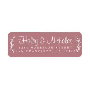 Chic Script Rustic Foliage Wedding Return Address  Label