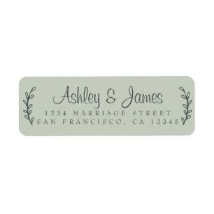 Chic Script Rustic Foliage Wedding Return Address  Label
