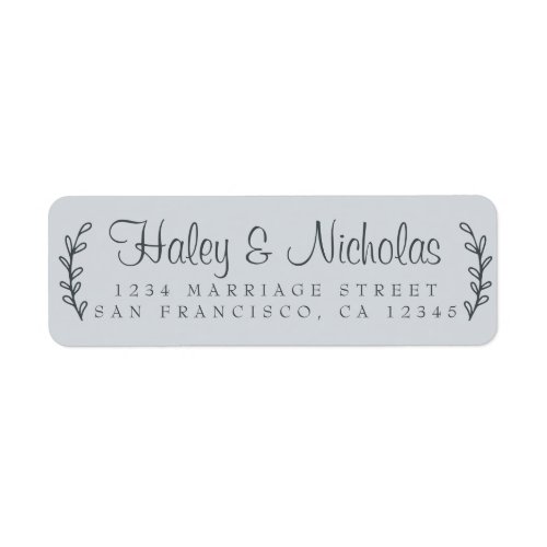 Chic Script Rustic Foliage Wedding Return Address  Label