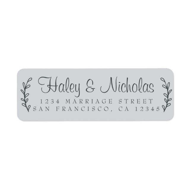 Chic Script Rustic Foliage Wedding Return Address  Label (Front)