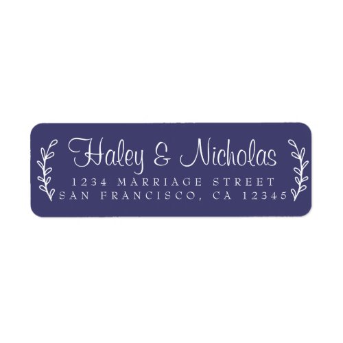 Chic Script Rustic Foliage Wedding Return Address  Label