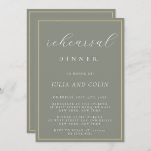 Chic Script Sage Green Rehearsal Dinner Invitation