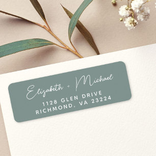 Chic Script Sage Green Wedding Return Address Label