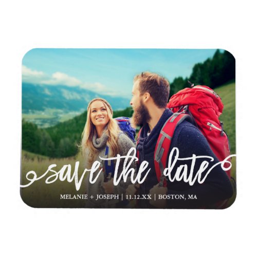 Chic  Script Save The Date Photo Magnet