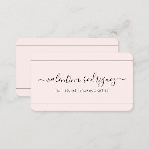 Chic Script Signature Blush Pink and Black Modern Business Card