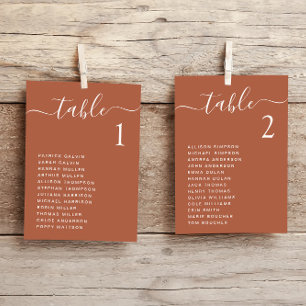 Chic Script Terracotta Wedding Seating Chart Card