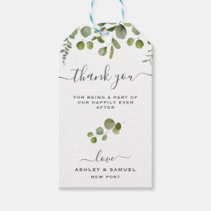 Chic Script Thank You Eucalyptus Wedding Favor Tag