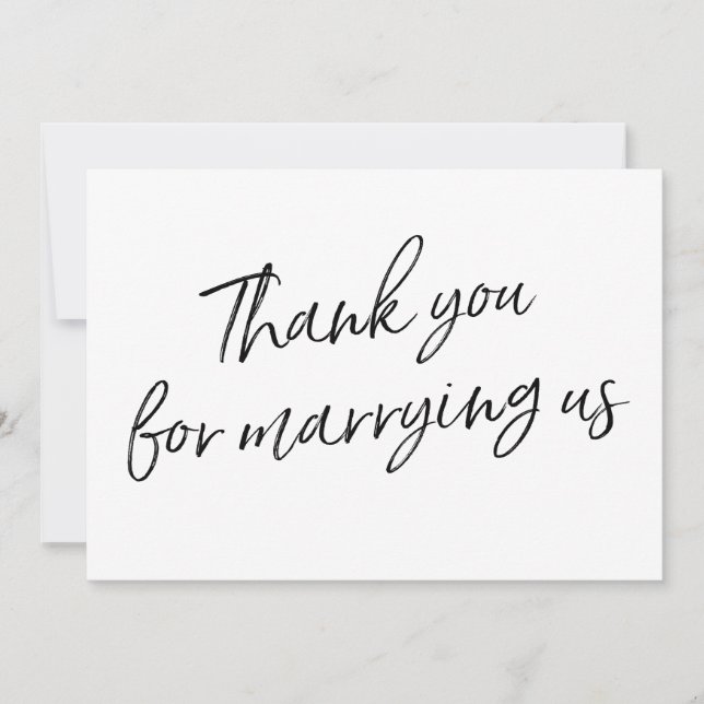 Chic Script "Thank you for marrying us" Thank You Card (Front)