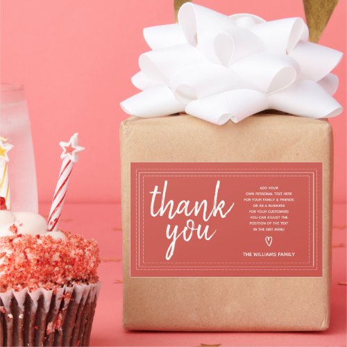Chic Script Thank You  Personal Message Red Gift  Rectangular Sticker