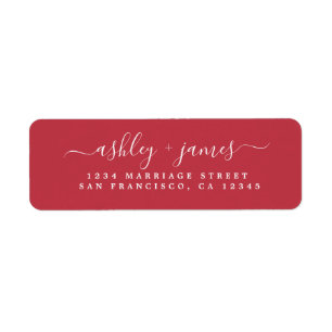 Chic Script True Red Wedding Return Address Label