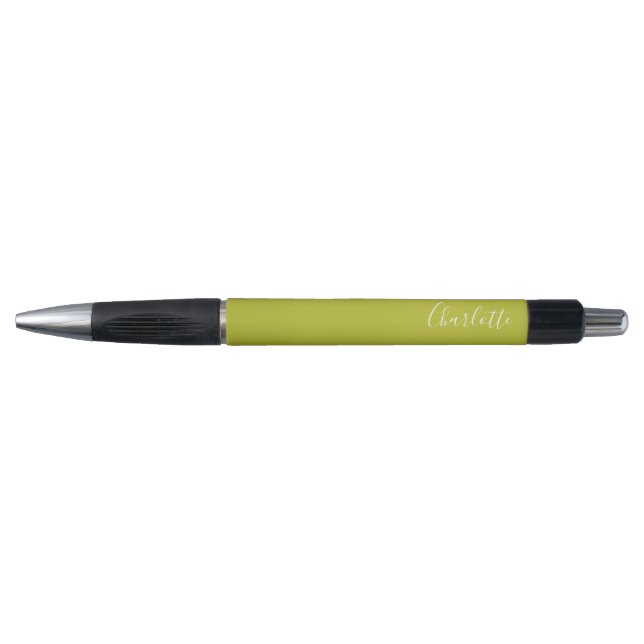 Chic Script Typography Personalized Chartreuse     Pen (Front)