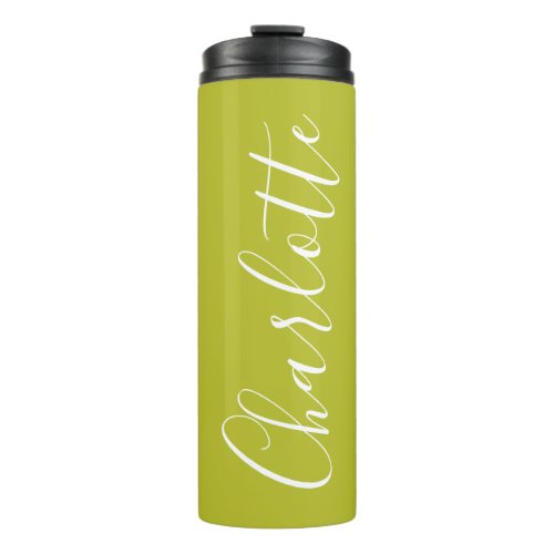 Chic Script Typography Personalized Chartreuse  Thermal Tumbler