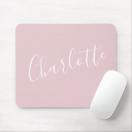 Chic Script Typography Personalized Girly Pink  Mouse Pad