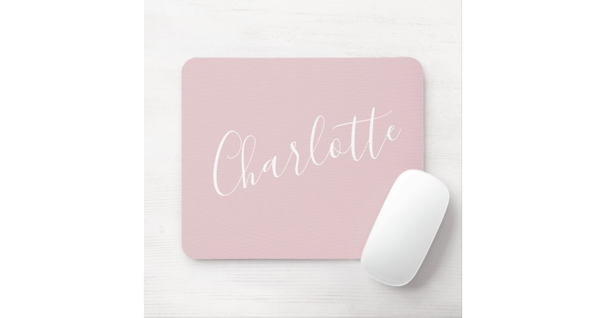 Chic Script Typography Personalized Girly Pink Mouse Pad | Zazzle