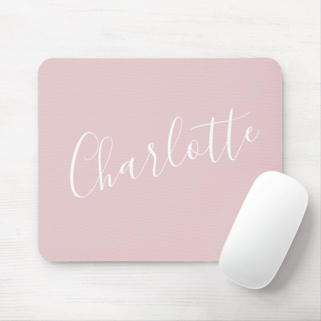 Chic Script Typography Personalized Girly Pink  Mouse Pad (With Mouse)