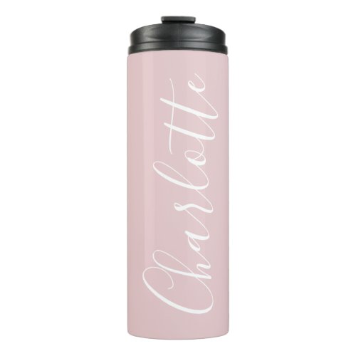Chic Script Typography Personalized Girly Pink Thermal Tumbler