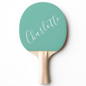 Chic Script Typography Personalized Modern Teal  Ping Pong Paddle