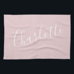 Chic Script Typography Personalized Name | Pink  Kitchen Towel<br><div class="desc">Chic Script Typography Personalized Pink Kitchen Towel</div>