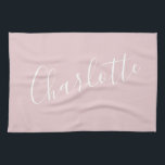Chic Script Typography Personalized Name | Pink  Kitchen Towel<br><div class="desc">Chic Script Typography Personalized Pink Kitchen Towel</div>