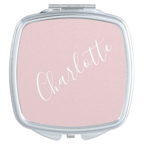 Chic Script Typography Personalized Pink Name Compact Mirror