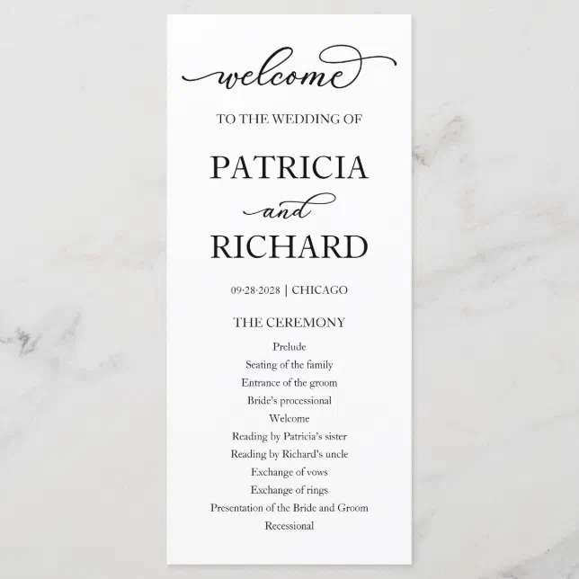 Chic Script Wedding Ceremony Program | Zazzle