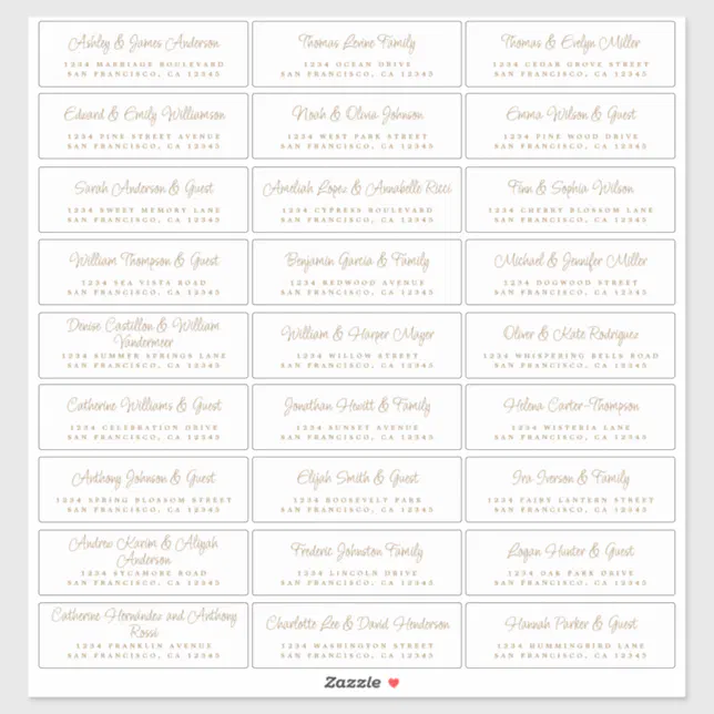 Chic Script Wedding Guest Address Labels | Zazzle