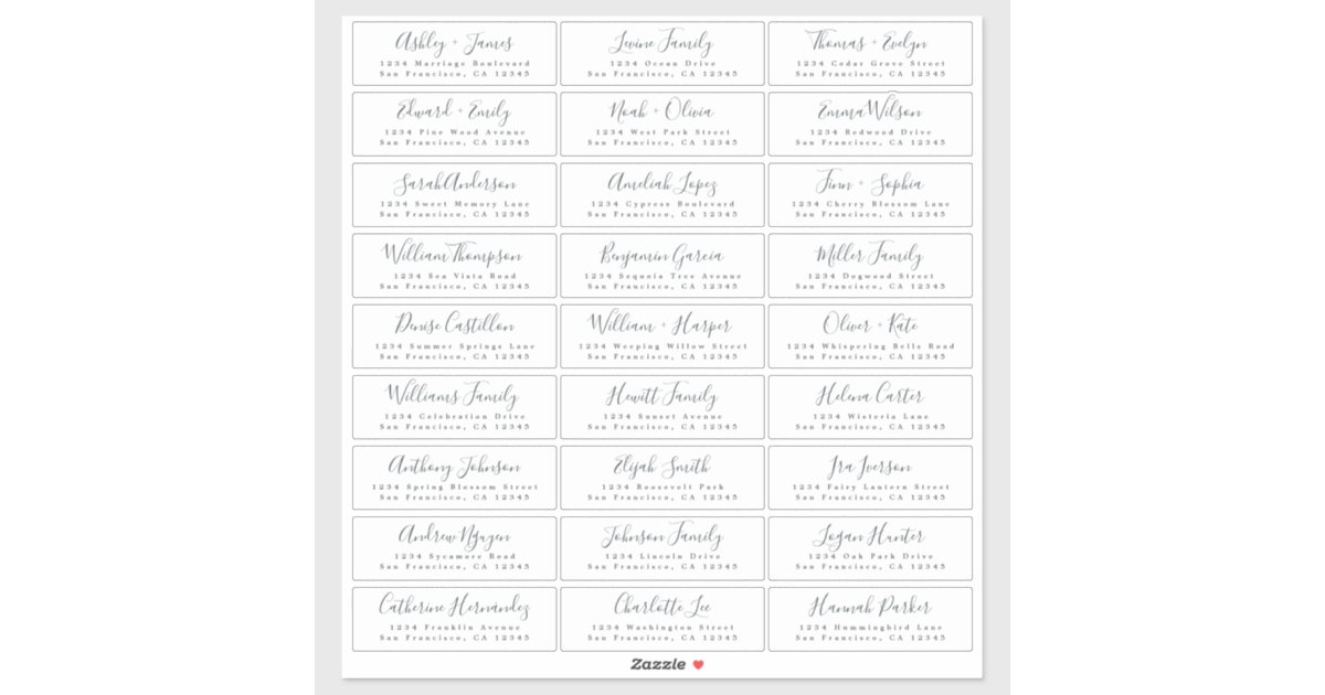 Chic Script Wedding Guest Address Labels | Zazzle