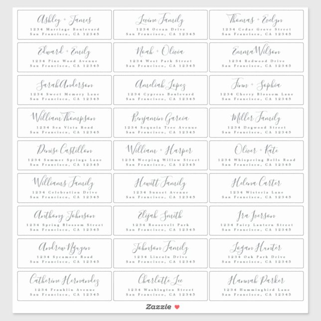 Chic Script Wedding Guest Address Labels (Sheet)